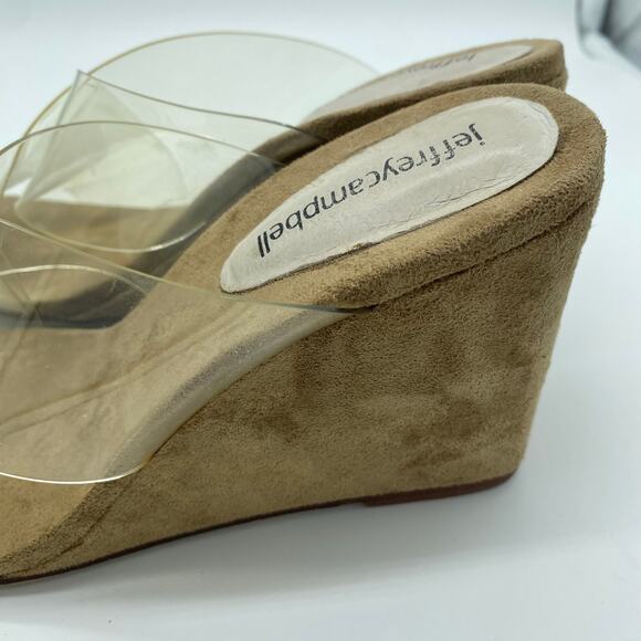 Jeffrey Campbell Mystical Brown Wedge Sandals Clear Strappy Women's size 8 - Picture 9 of 9